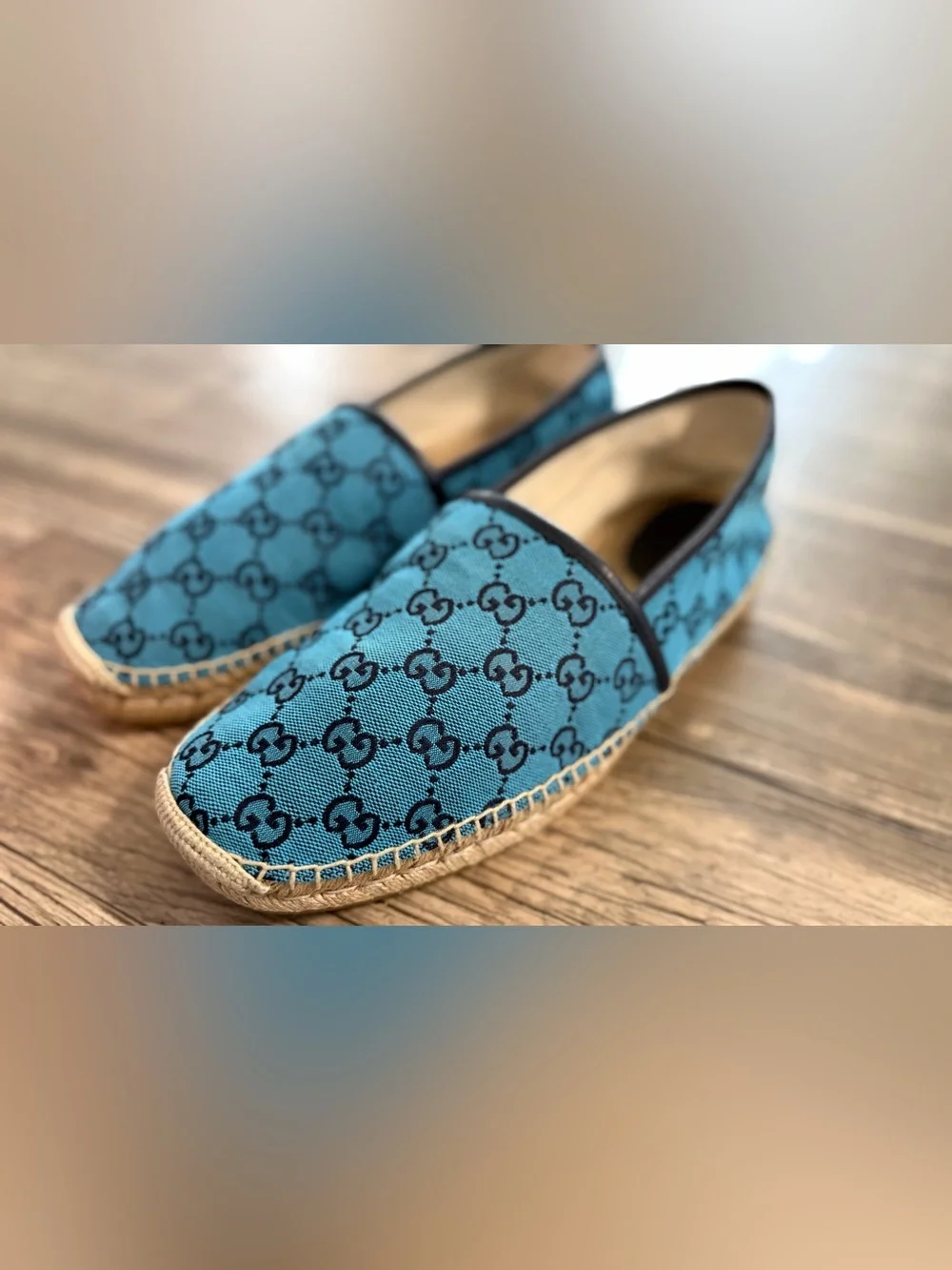 Gucci Teal Blue GG Canvas Espadrilles